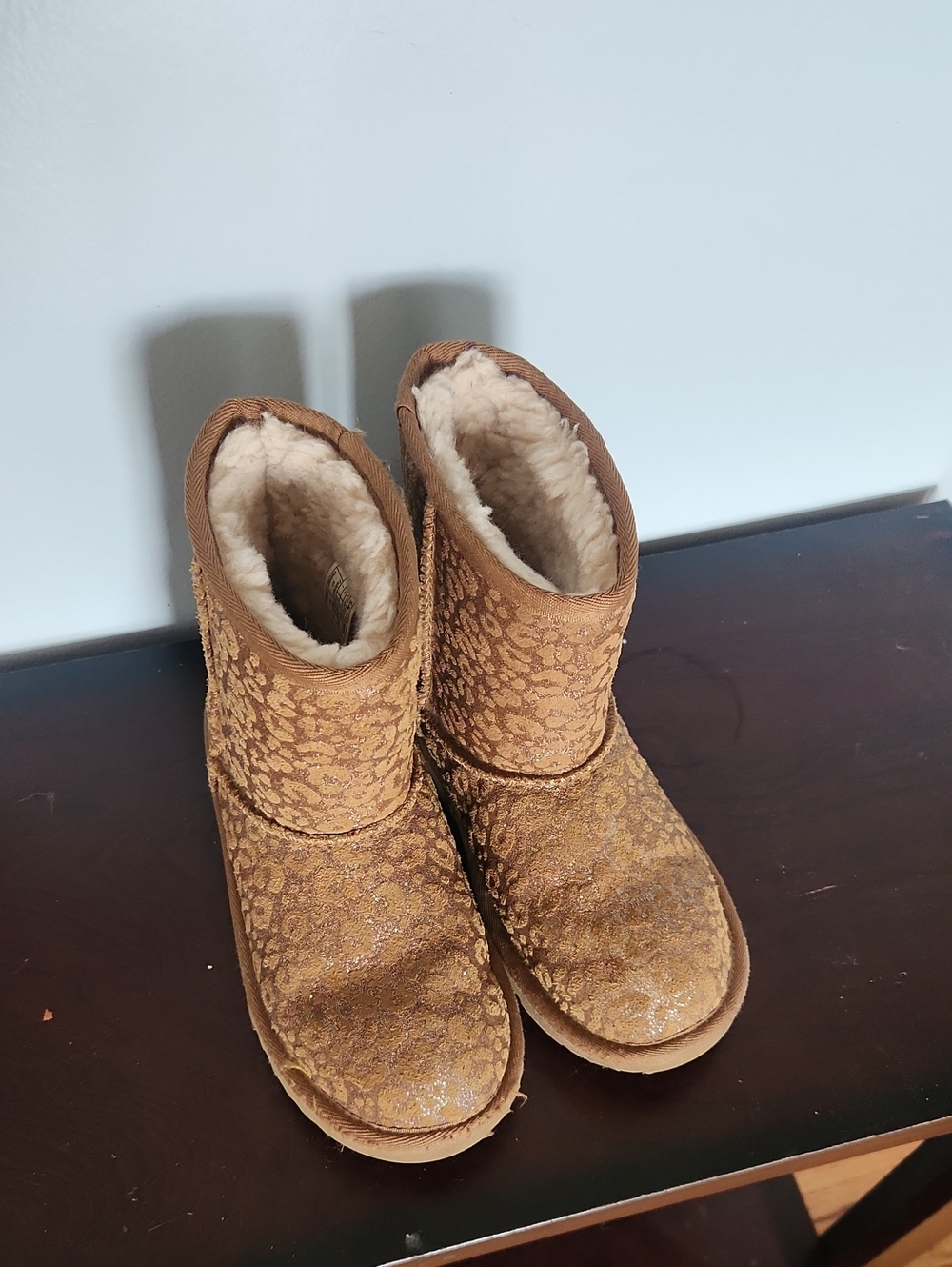 UGG Kids Metallic Brown Leopard Shearling Boots